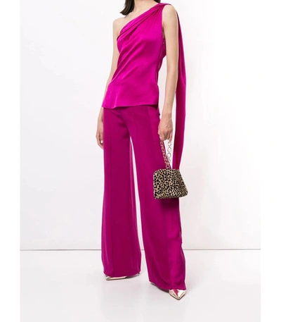 Shop Adam Lippes Silk Crepe Wide Leg Pants In Pink