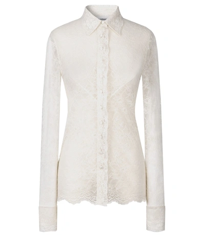 Shop Paco Rabanne Ivory Lace Shirt Blouse In White