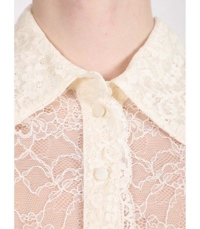 Shop Paco Rabanne Ivory Lace Shirt Blouse In White