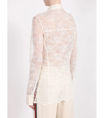 Shop Paco Rabanne Ivory Lace Shirt Blouse In White
