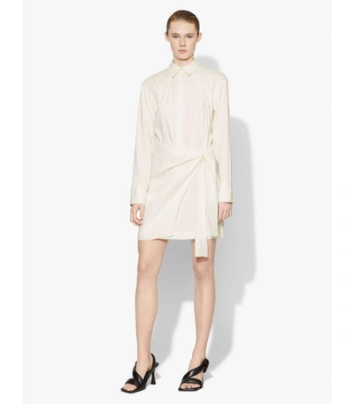 Shop Proenza Schouler White Label Linen Blend Long Sleeve Wrap Dress In Off White