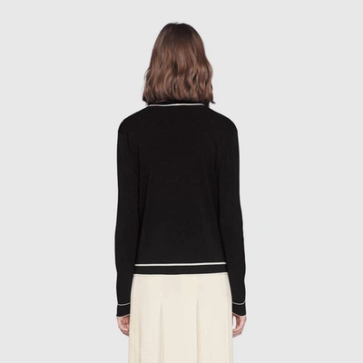 Shop Gucci Fine Viscose Cardigan In Black