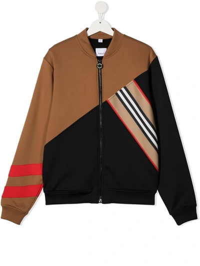 Shop Burberry Zip-up Panelled Track Jacket In Black