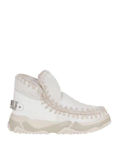 Shop Mou Eskimo Rhinestone Logo Sneakers In White