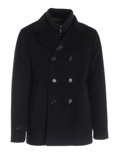 Shop Moorer Padded Double-breasted Coat In Blue