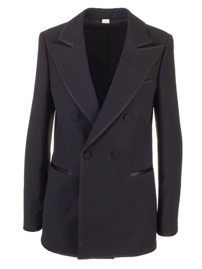 Shop Gucci Woolen And Silk Double-breasted Jacket In Black