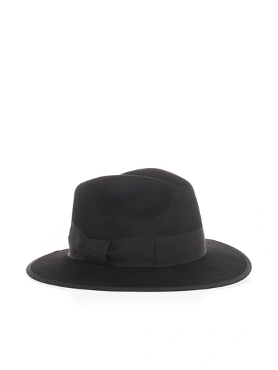 Shop Gucci Felt Hat With Gg Bow In Black