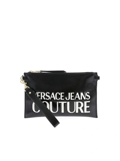 Shop Versace Jeans Couture 3d Effect Logo Clutch Bag In Black