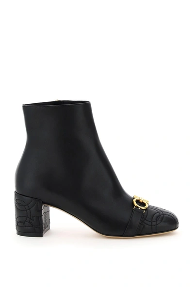 Shop Ferragamo Primula Ankle Boots Gancini Stitching In Nero (black)