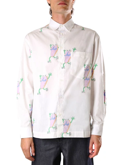Shop Jacquemus Reversible Shirt La Chemise Jacques In White Cotton With Tongs Print In White Flipflop Print