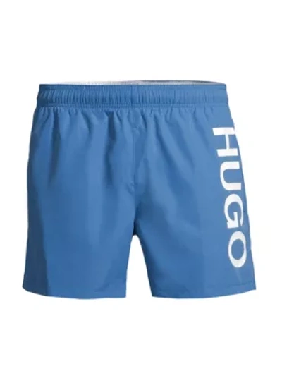 Shop Hugo Men's Abas Logo Swim Trunks In Blue