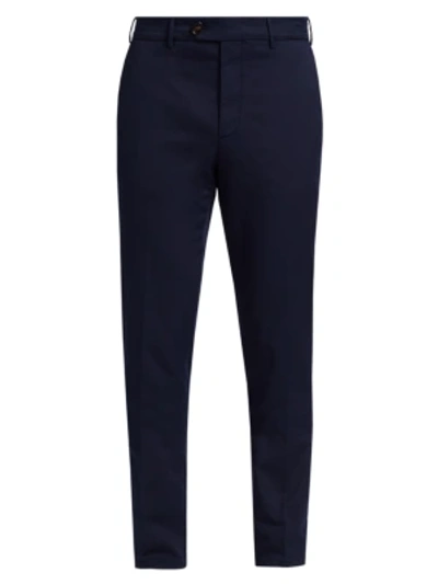 Shop Brunello Cucinelli Gabardine Flat Front Pants In Navy