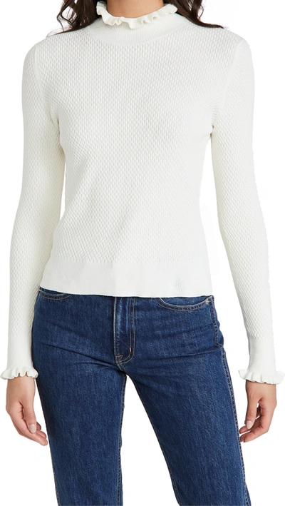 Shop Autumn Cashmere Honeycomb Stitch Mock Neck In Cream