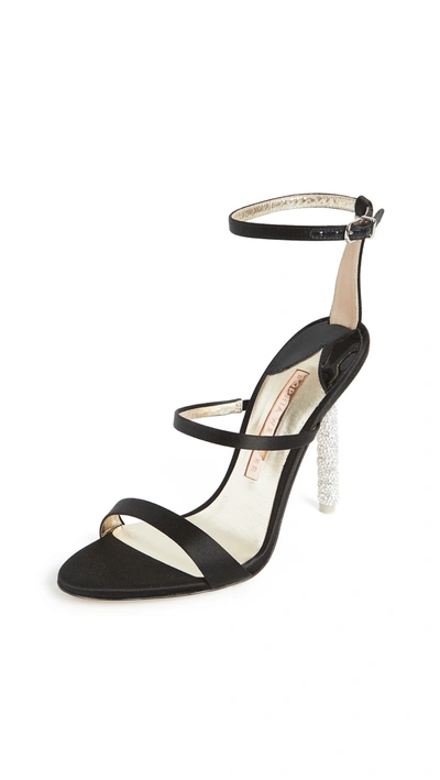 Shop Sophia Webster 105mm Rosalind Crystal Sandals In Black Satin