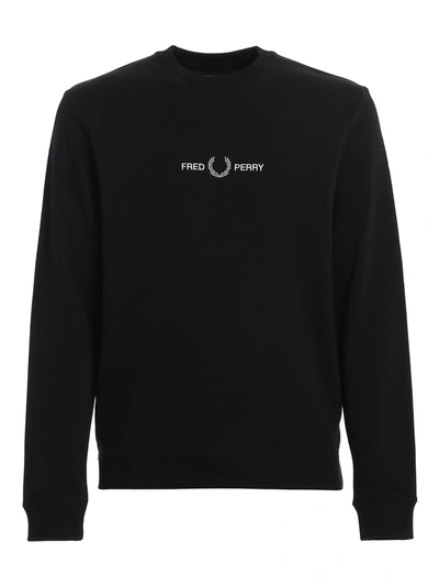 Shop Fred Perry Men's Black Cotton Sweatshirt