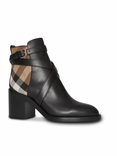 Shop Burberry Women's Black Leather Ankle Boots