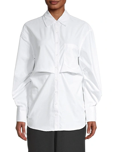 Shop Walter Baker Pleated Long-sleeve Shirt In White