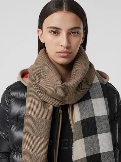 Shop Burberry Reversible Check Cashmere Scarf In Archive Beige