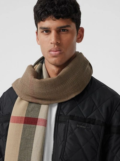 Shop Burberry Reversible Check Cashmere Scarf In Archive Beige