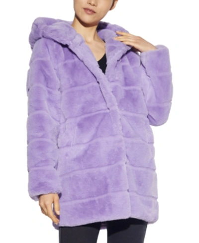 Shop Apparis Jill Hooded Faux-fur Coat, Created For Macy's In Lavendar