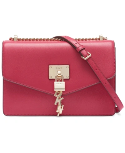 Shop Dkny Elissa Large Leather Shoulder Flap In Bright Rose