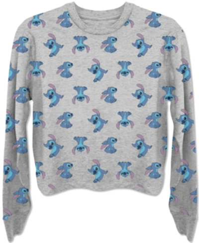 Shop Disney Juniors' Stitch Long Sleeve T-shirt In Heather Gray