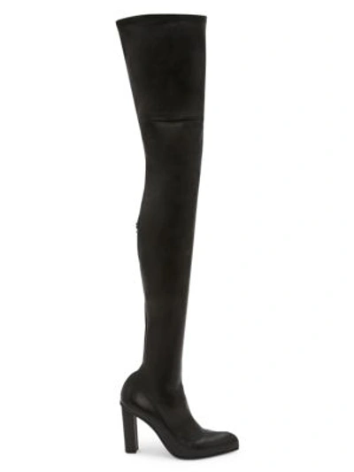 Shop Alexander Mcqueen Over-the-knee Leather Boots In Black Silver