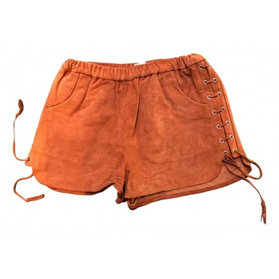 Pre-owned Maje Orange Suede Shorts