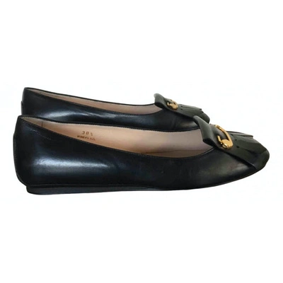 Pre-owned Tod's Black Leather Ballet Flats