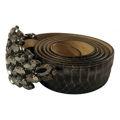 Pre-owned Etro Anthracite Leather Belt
