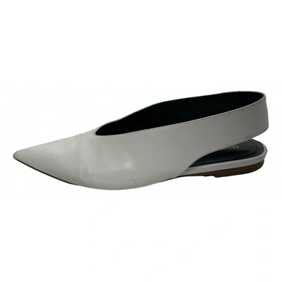 Pre-owned Celine White Leather Ballet Flats