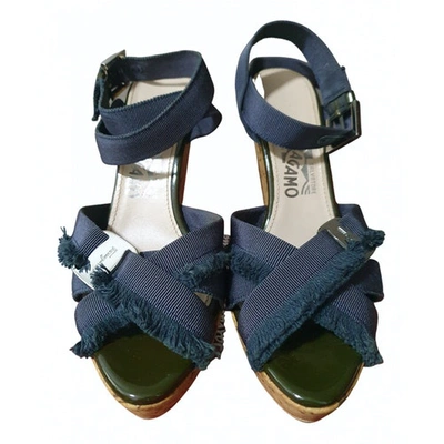 Pre-owned Ferragamo Patent Leather Sandal In Blue