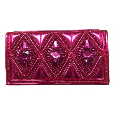 Pre-owned Balmain Leather Clutch Bag In Pink