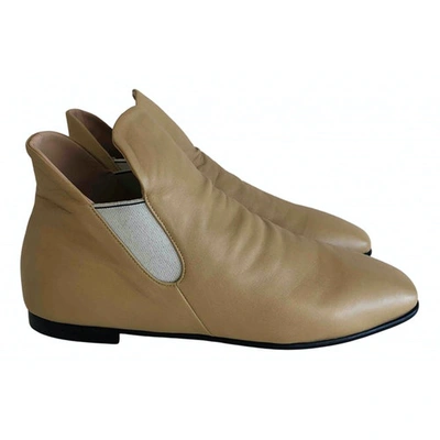 Pre-owned Dear Frances Beige Leather Ankle Boots