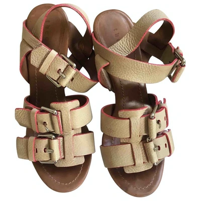 Pre-owned Theory Beige Leather Sandals