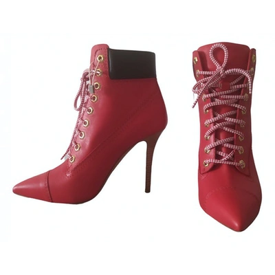 Pre-owned Moschino Red Leather Ankle Boots