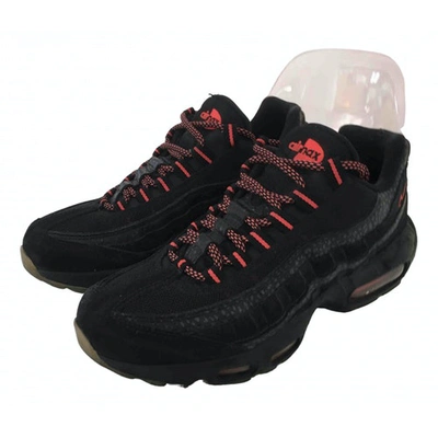 Pre-owned Nike Air Max 95 Black Leather Trainers