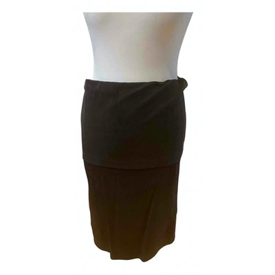 Pre-owned Donna Karan Leather Mini Skirt In Brown