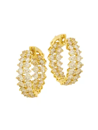 Shop Etho Maria Gemini 18k Yellow Gold & Brown Diamond Inside-outside Hoop Earrings