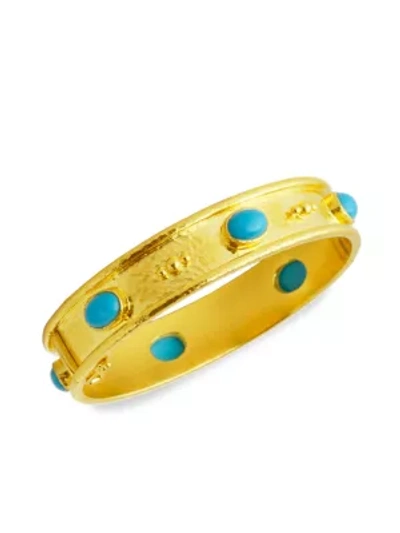 Shop Elizabeth Locke Women's Stone 19k Yellow Gold & Sleeping Beauty Turquoise Flat Thin Bangle