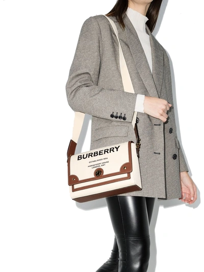 Shop Burberry Women's White Cotton Shoulder Bag