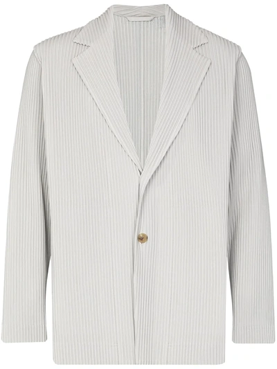 Shop Issey Miyake Plissé Pleated Blazer Jacket In Grey
