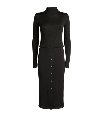 Shop Theory Sweater Combo Midi Dress In Black