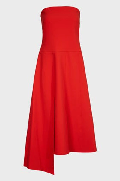 Shop A.w.a.k.e. Asymmetric Strapless Cady Dress In Red