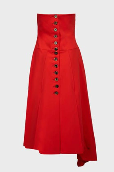 Shop A.w.a.k.e. Asymmetric Strapless Cady Dress In Red