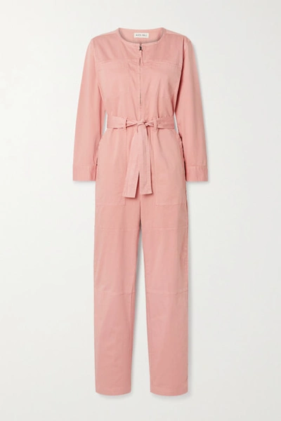 Shop Alex Mill Jo Belted Cotton-blend Jumpsuit In Pastel Pink