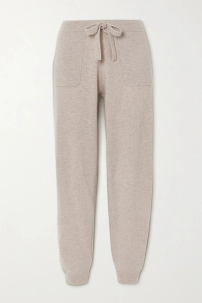Shop Allude Wool And Cashmere-blend Track Pants In Beige