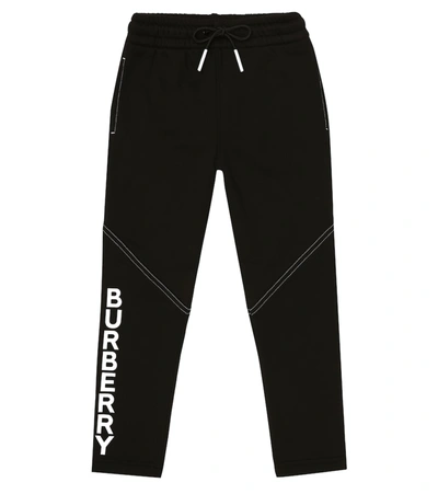 Shop Burberry Logo Cotton Jersey Trackpants In Black