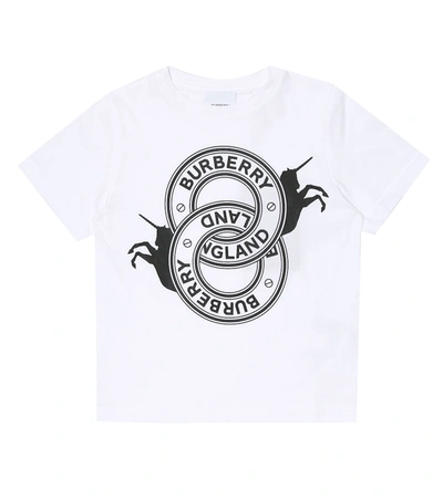 Shop Burberry Logo Cotton-jersey T-shirt In White