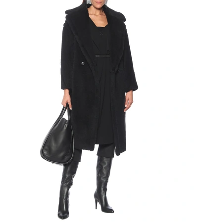 Shop Max Mara Tedgirl Alpaca-blend Teddy Coat In Black